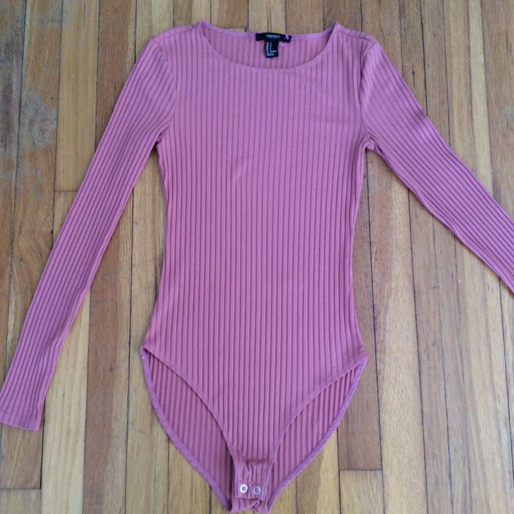 ribbed pink bodysuit